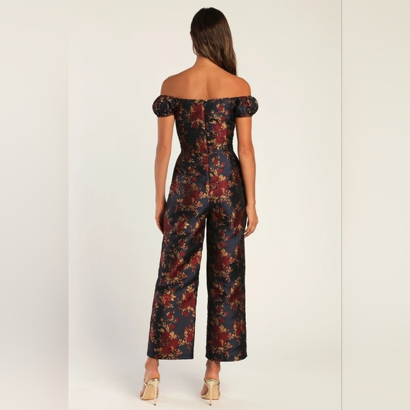 Lulu's Black and Red Floral Jumpsuit - Picture 5 of 10
